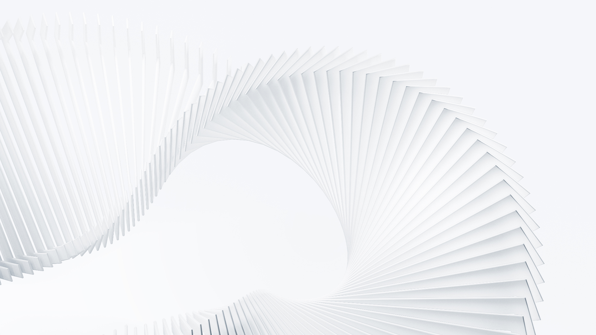 GFT Technology Markenvisual – spiralförmige weiße Lamellen-Signaturarchitektur auf hellem Grund – Konzipiert von LässingMüller
